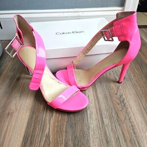 Calvin Klein pink strap heels